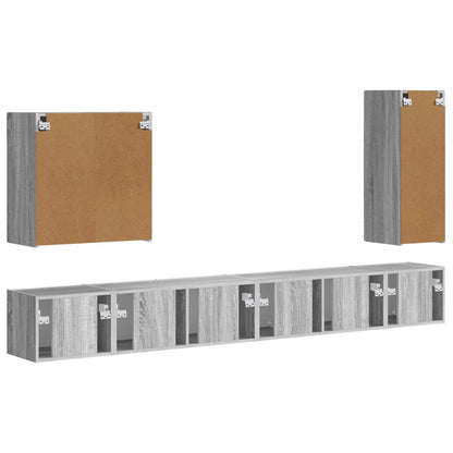 Set di Mobiletto da TV a Parete 6 pcs Grigio Sonoma
