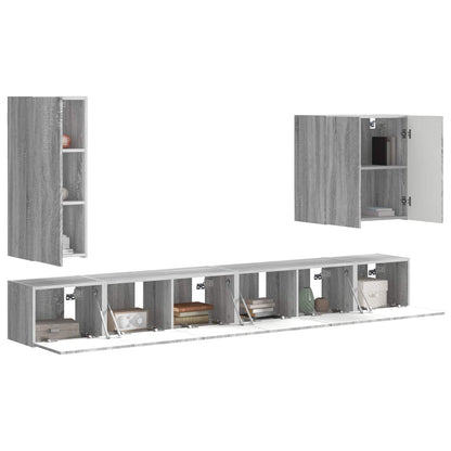 Montaggio a parete 6 pcs Grigio Sonoma