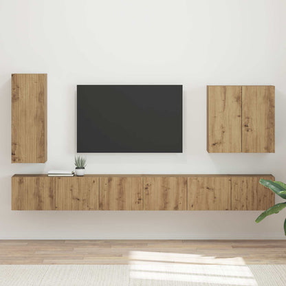 Set di Mobiletto da TV a Parete 6 pcs Rovere artigianale