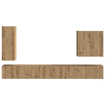 Set di Mobiletto da TV a Parete 6 pcs Rovere artigianale