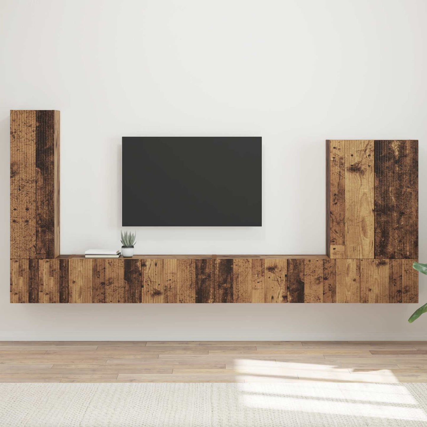 Set di Mobiletto da TV a Parete 6 pcs Legno vecchio