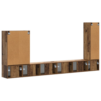 Set di Mobiletto da TV a Parete 6 pcs Legno vecchio