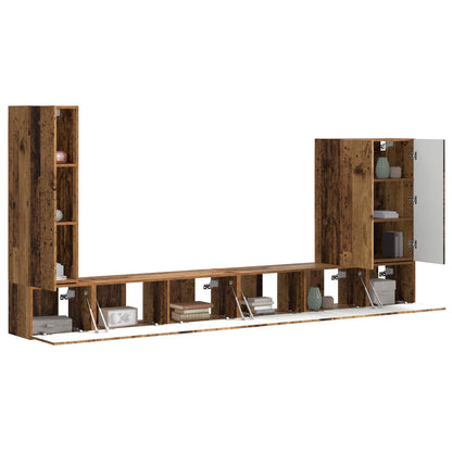 Set di Mobiletto da TV a Parete 6 pcs Legno vecchio