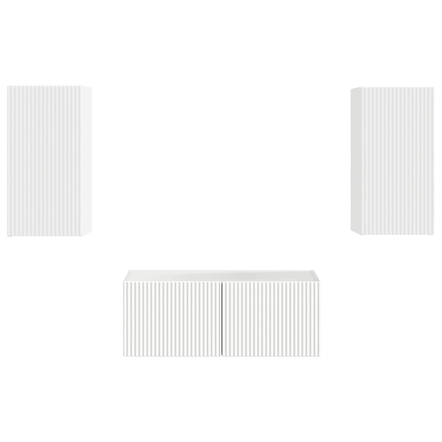 Set mobile TV Montaggio a parete 2 pcs Bianco Legno multistrato