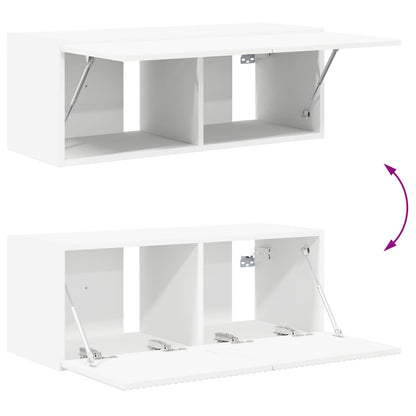 Set mobile TV Montaggio a parete 2 pcs Bianco Legno multistrato | homemem39