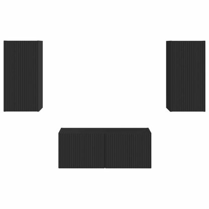 Set mobile TV Montaggio a parete 2 pcs Nero Legno multistrato