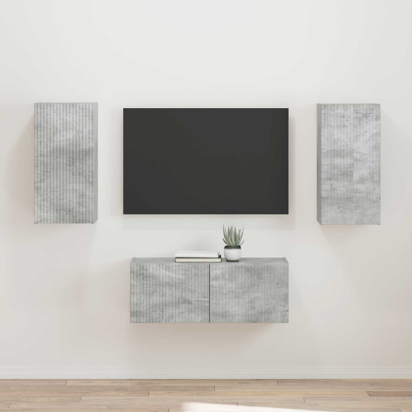 Set mobile TV 2 pcs Grigio cemento Legno multistrato