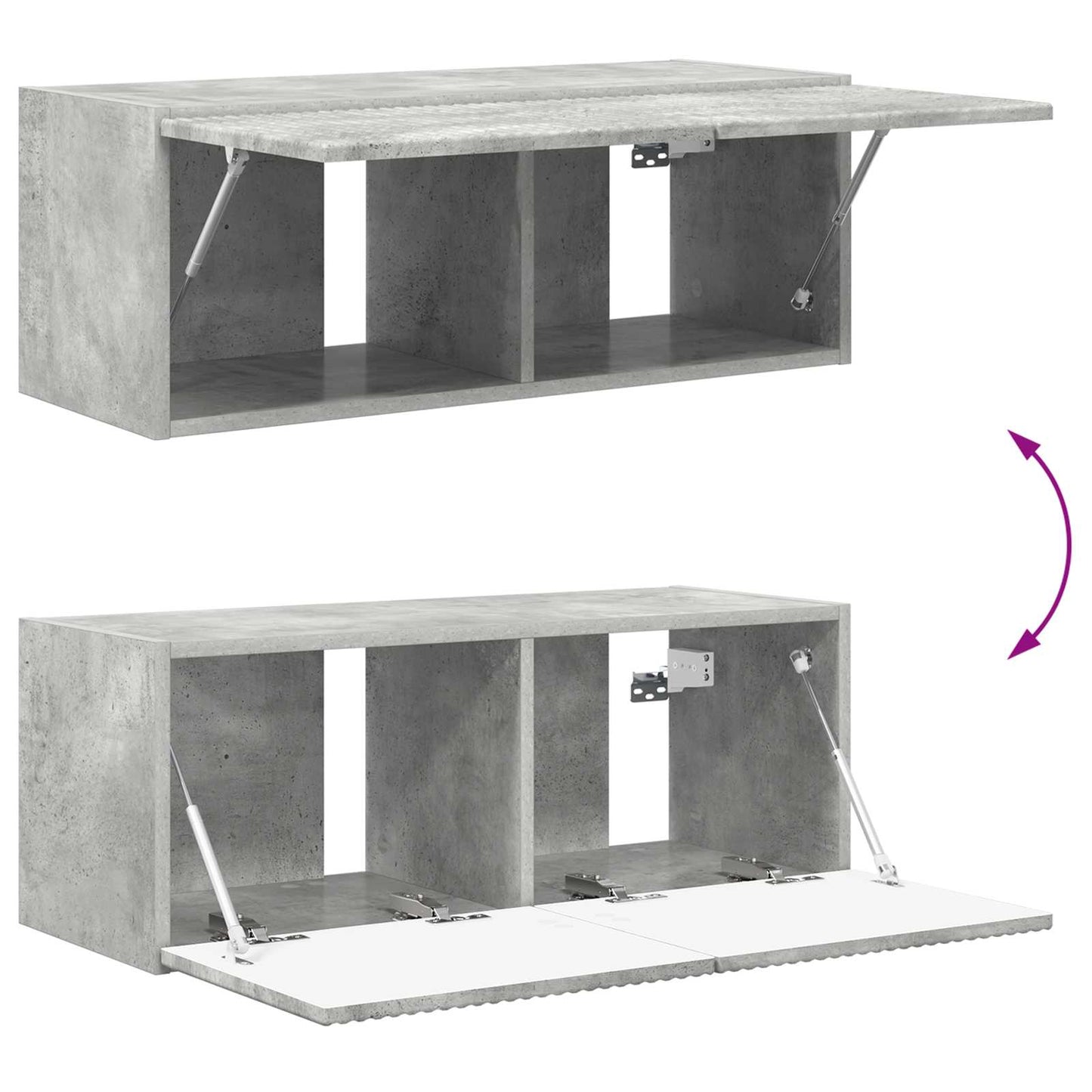 Set mobile TV 2 pcs Grigio cemento Legno multistrato
