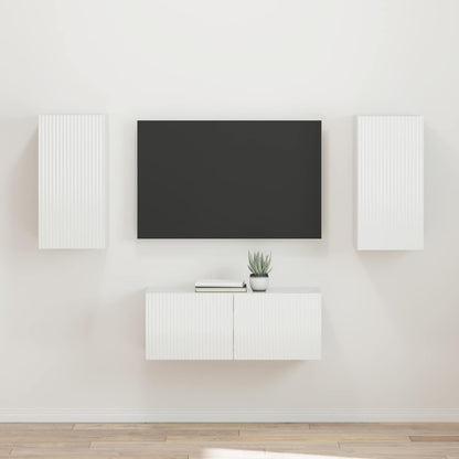 Set mobile TV 2 pcs Bianco Lucido Legno multistrato