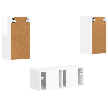 Set mobile TV 2 pcs Bianco Lucido Legno multistrato