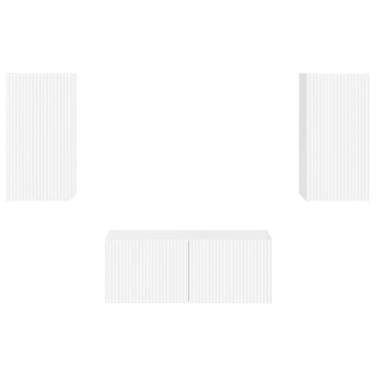 Set mobile TV 2 pcs Bianco Lucido Legno multistrato