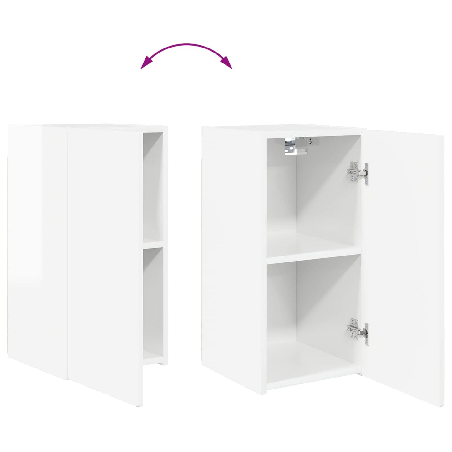 Set mobile TV 2 pcs Bianco Lucido Legno multistrato