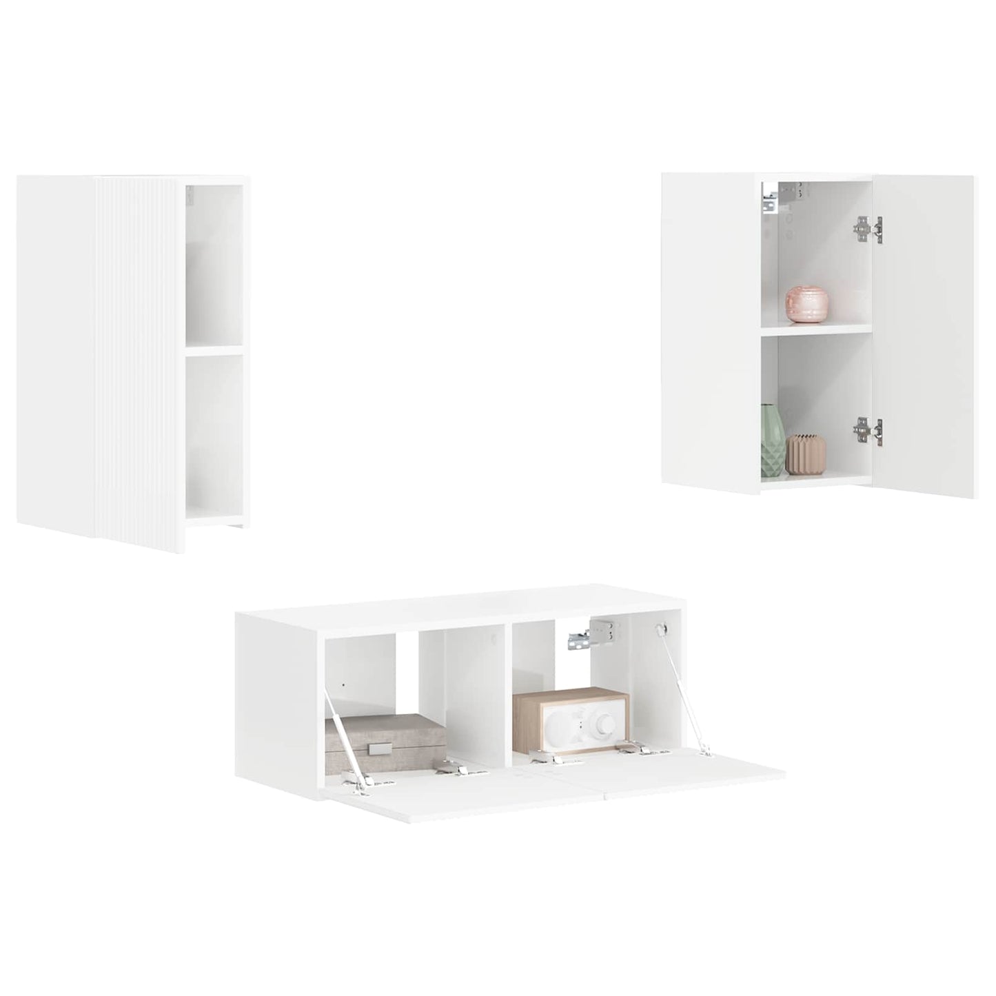 Set mobile TV 2 pcs Bianco Lucido Legno multistrato