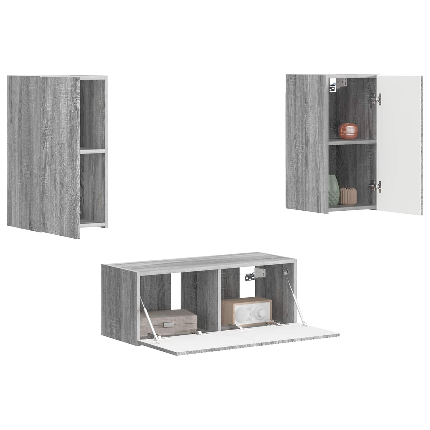 Set mobile TV 2 pcs Grigio Sonoma Legno multistrato