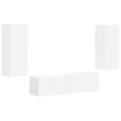 Set mobile TV Montaggio a parete 2 pcs Bianco Legno multistrato