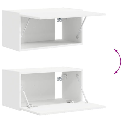 Set mobile TV Montaggio a parete 2 pcs Bianco Legno multistrato | homemem39