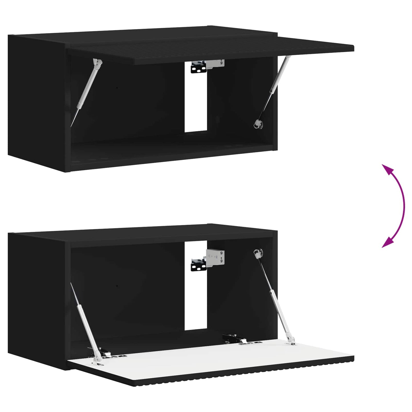 Set mobile TV Montaggio a parete 2 pcs Nero Legno multistrato