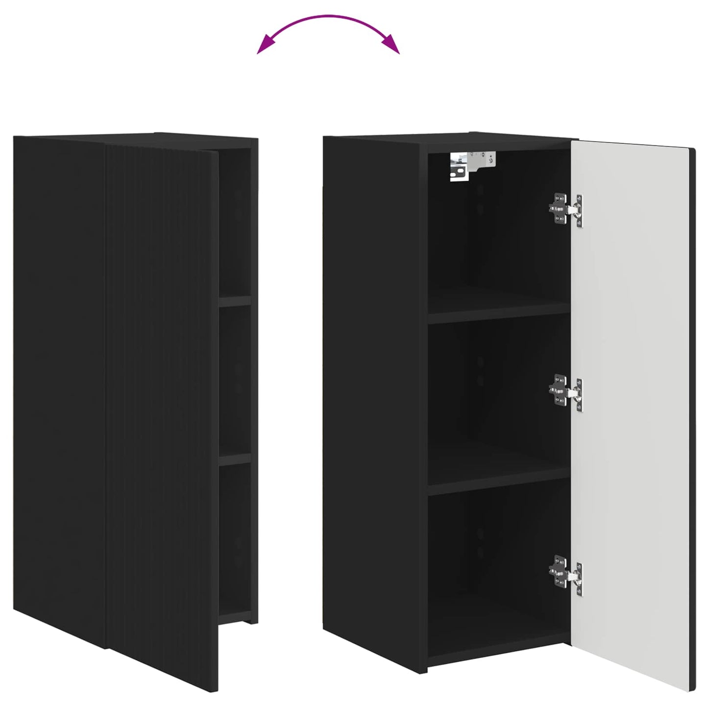 Set mobile TV Montaggio a parete 2 pcs Nero Legno multistrato