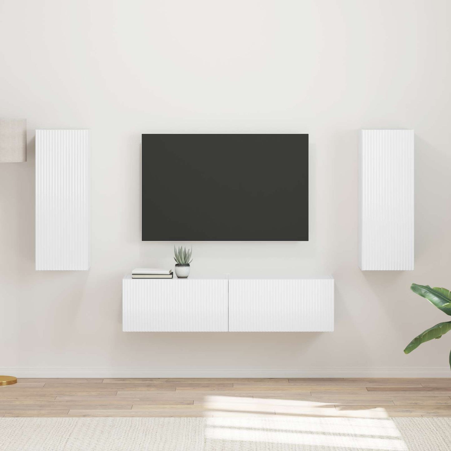 Set mobile TV 2 pcs Bianco Lucido Legno multistrato
