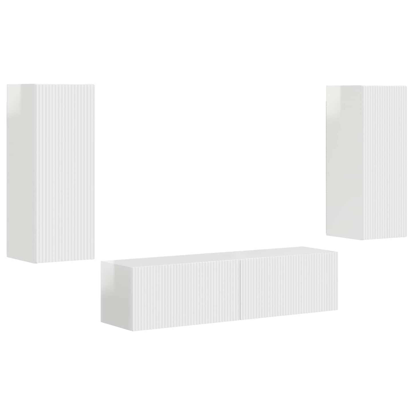 Set mobile TV 2 pcs Bianco Lucido Legno multistrato