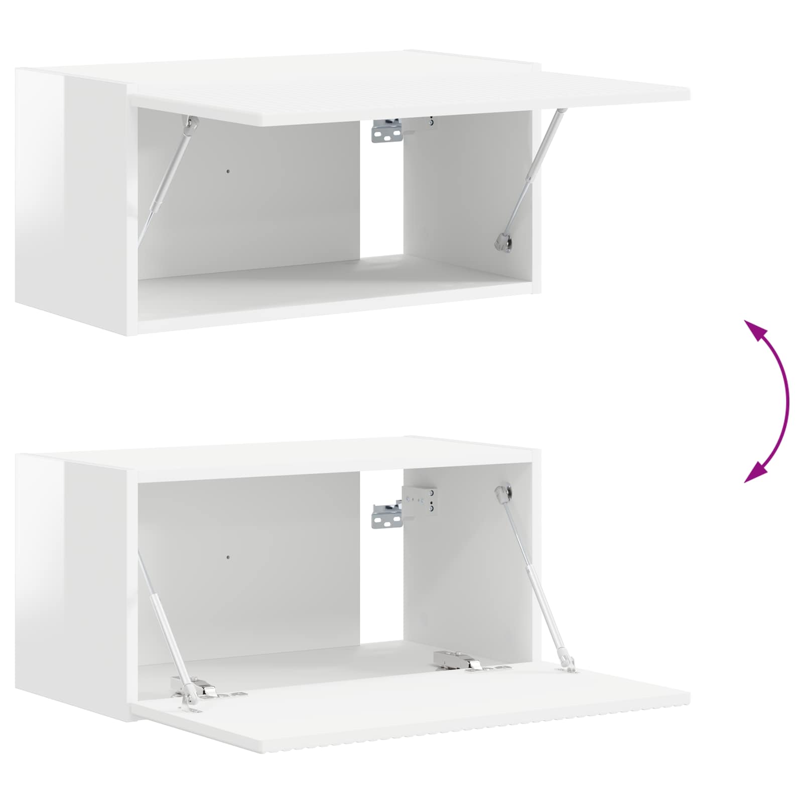 Set mobile TV 2 pcs Bianco Lucido Legno multistrato | homemem39