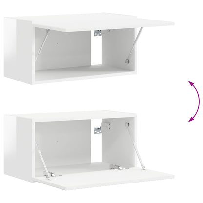 Set mobile TV 2 pcs Bianco Lucido Legno multistrato | homemem39
