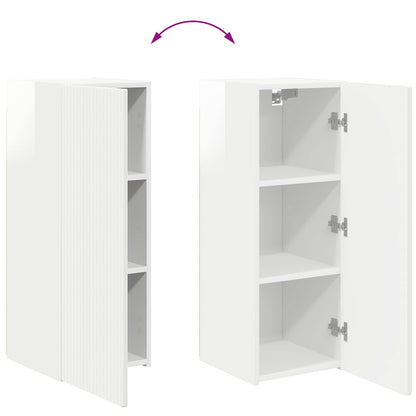 Set mobile TV 2 pcs Bianco Lucido Legno multistrato