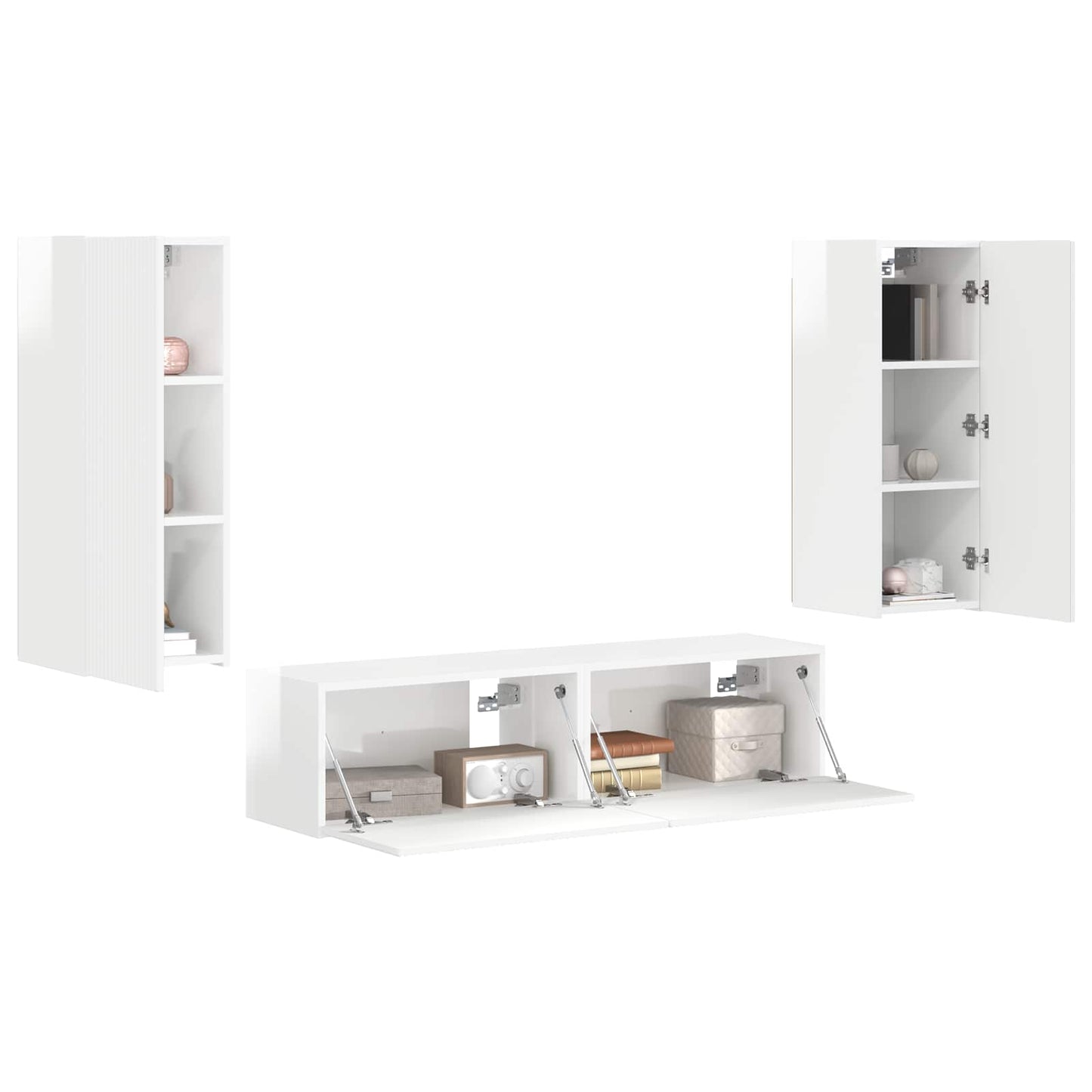 Set mobile TV 2 pcs Bianco Lucido Legno multistrato
