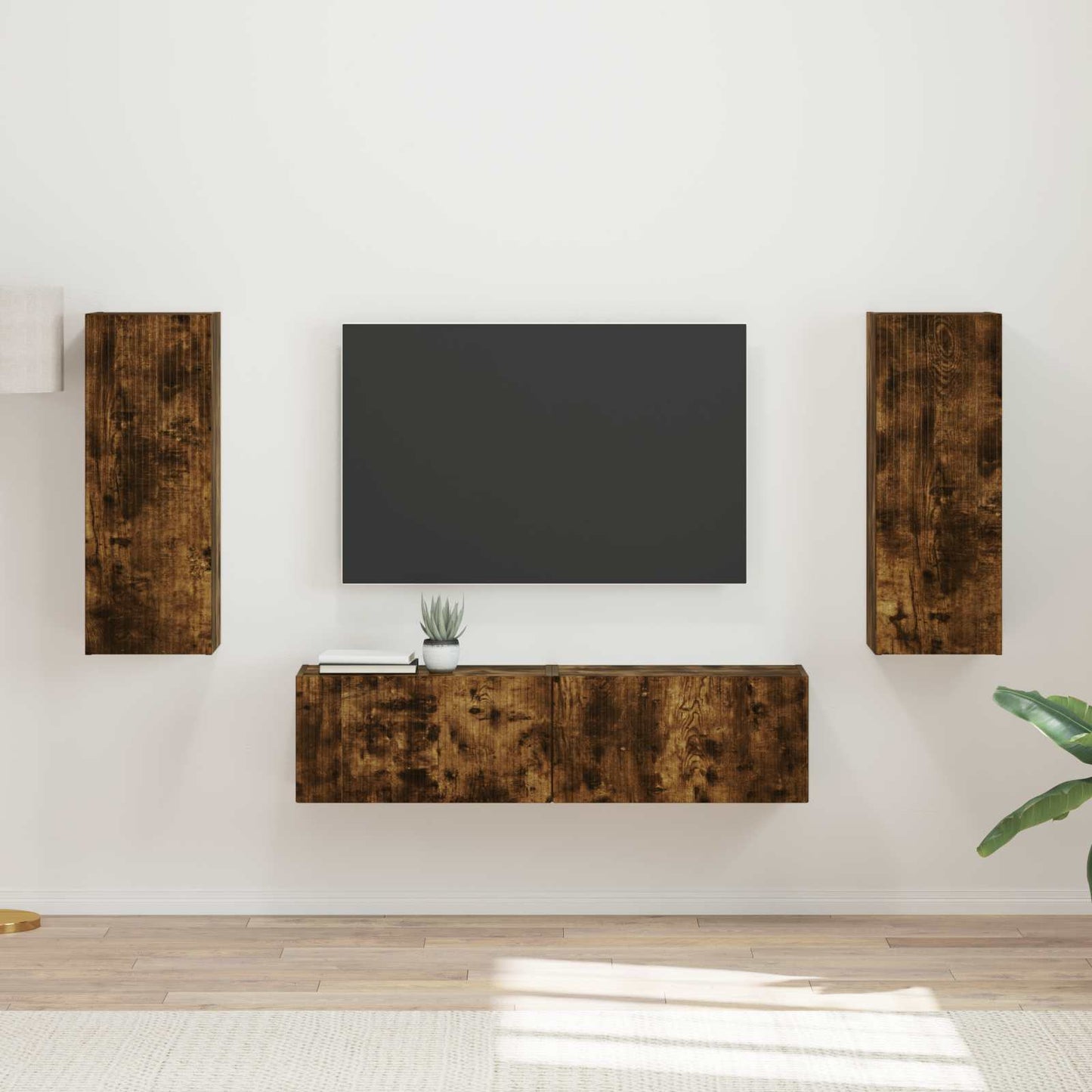 Set mobile TV 2 pcs Rovere fumé Legno multistrato