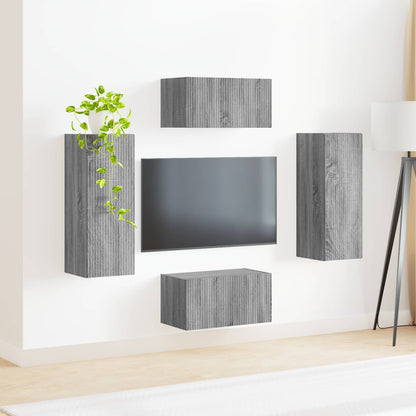 Set mobile TV 2 pcs Grigio Sonoma Legno multistrato