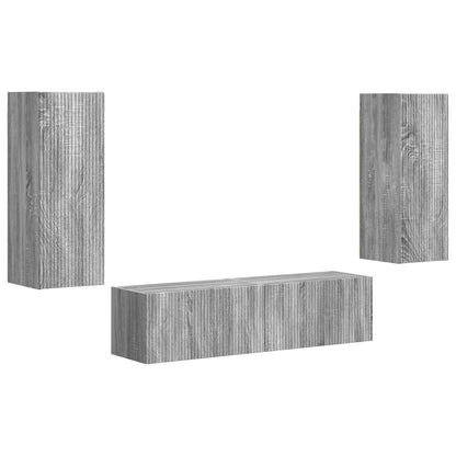 Set mobile TV 2 pcs Grigio Sonoma Legno multistrato