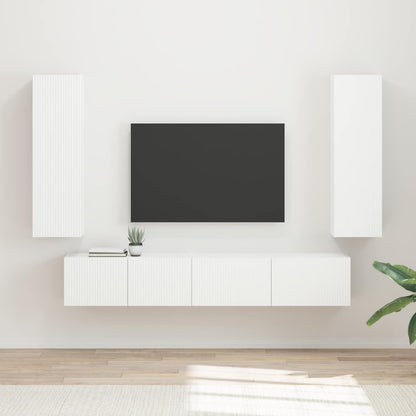 Set mobile TV Montaggio a parete 3 pcs Bianco Legno multistrato