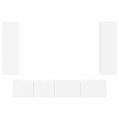 Set mobile TV Montaggio a parete 3 pcs Bianco Legno multistrato