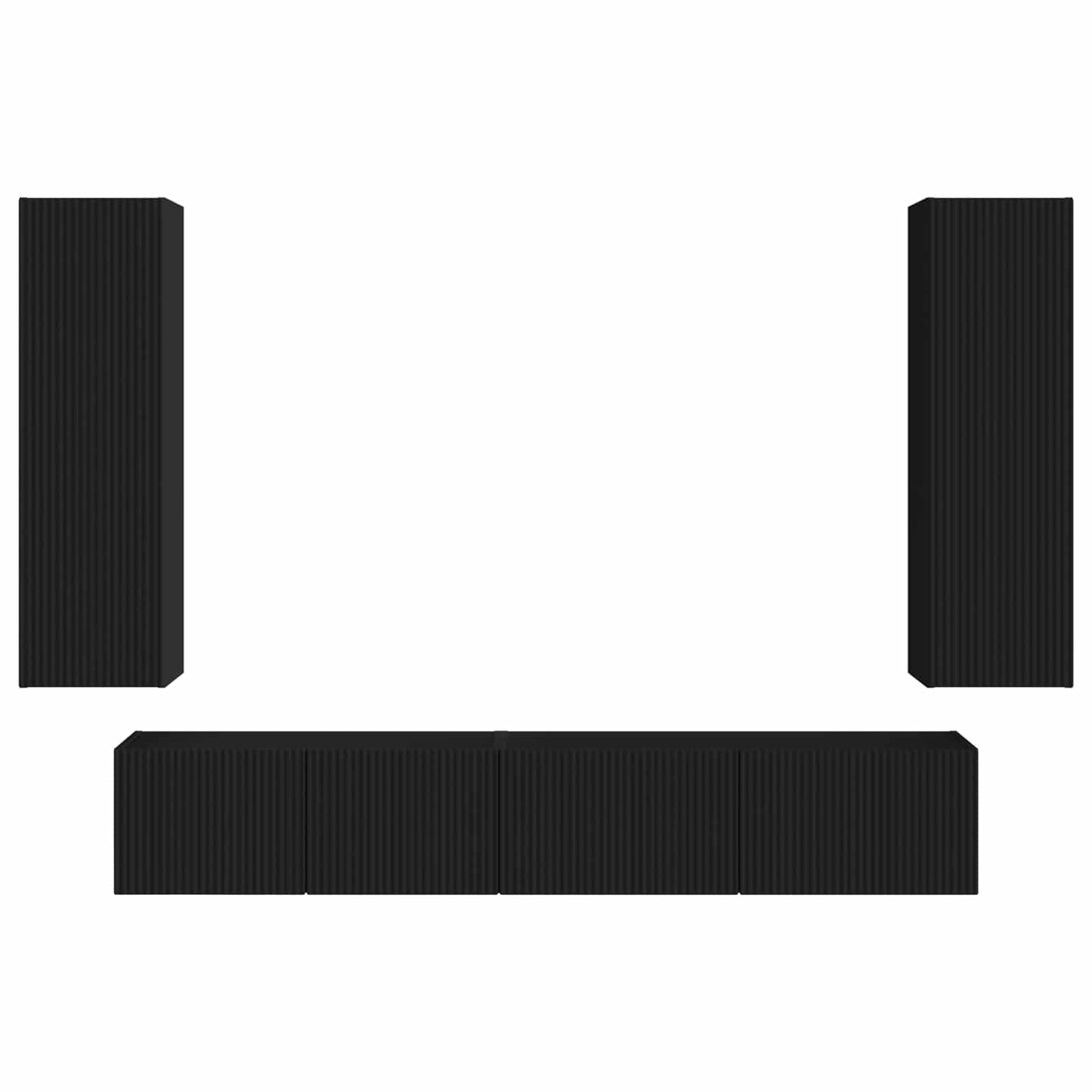 Set mobile TV Montaggio a parete 3 pcs Nero Legno multistrato