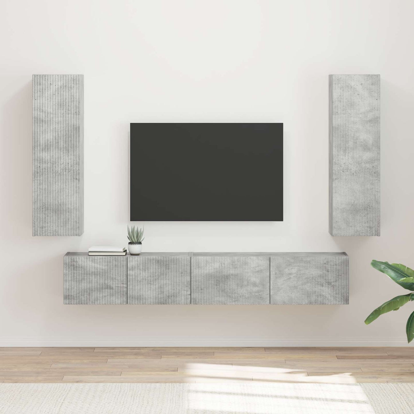 Set mobile TV 3 pcs Grigio cemento Legno multistrato