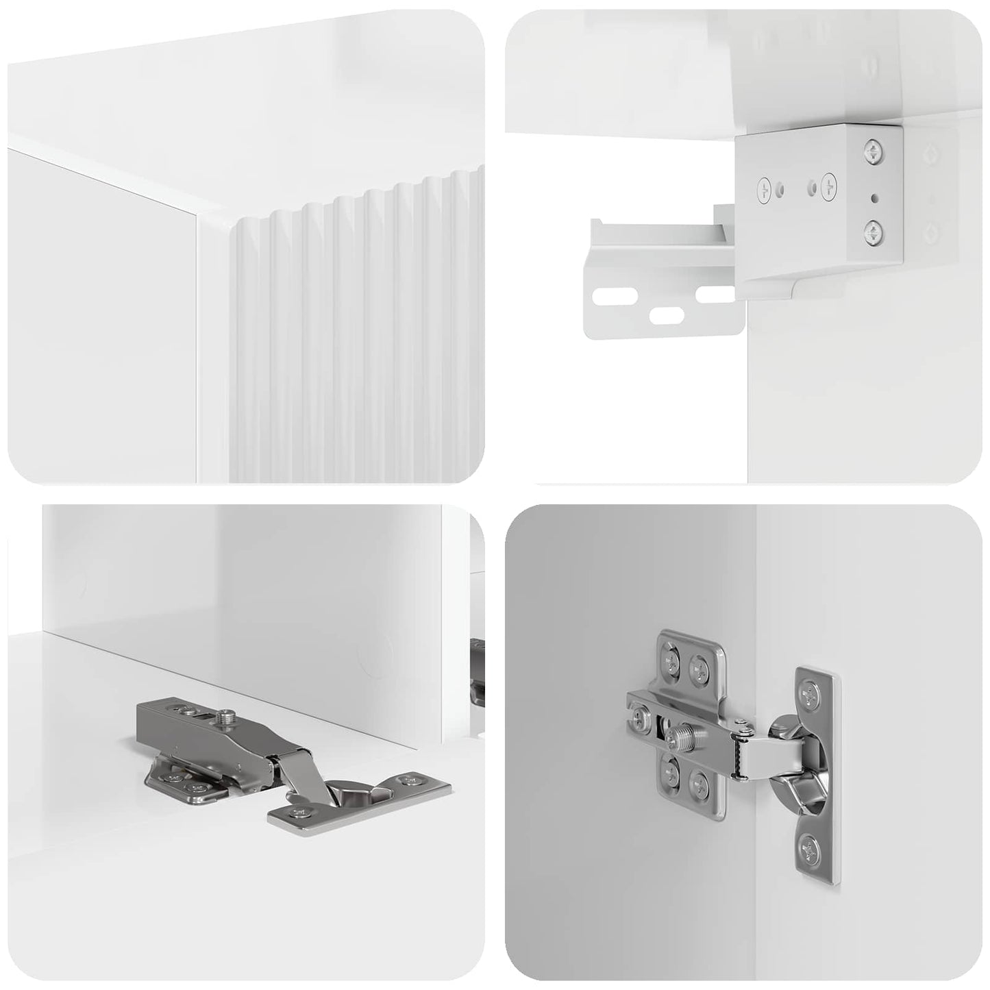 Set mobile TV 3 pcs Bianco Lucido Legno multistrato | homemem39