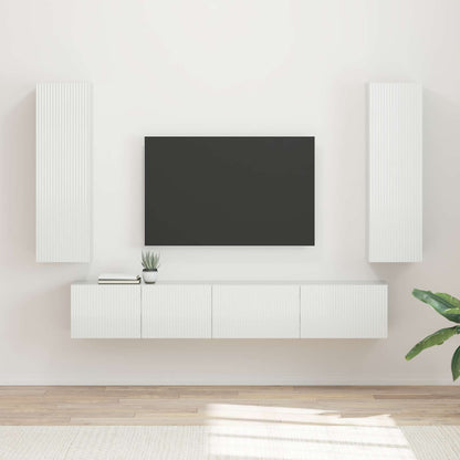 Set mobile TV 3 pcs Bianco Lucido Legno multistrato