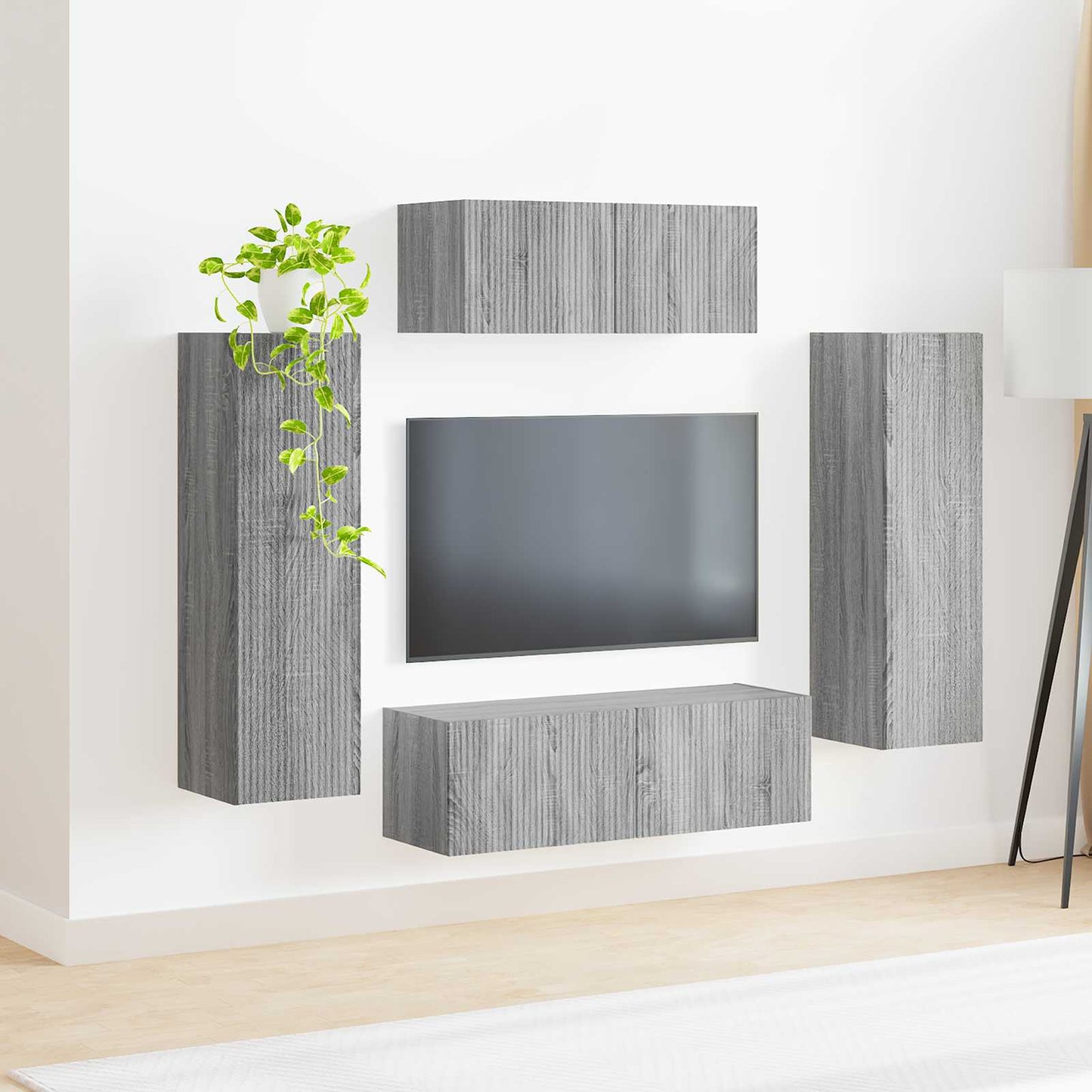 Set mobile TV 3 pcs Grigio Sonoma Legno multistrato
