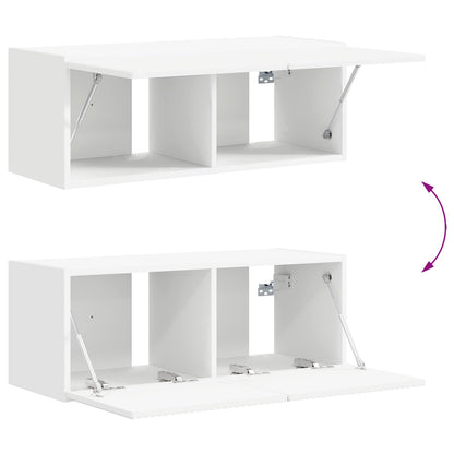 Set mobile TV Montaggio a parete 3 pcs Bianco Legno multistrato | homemem39