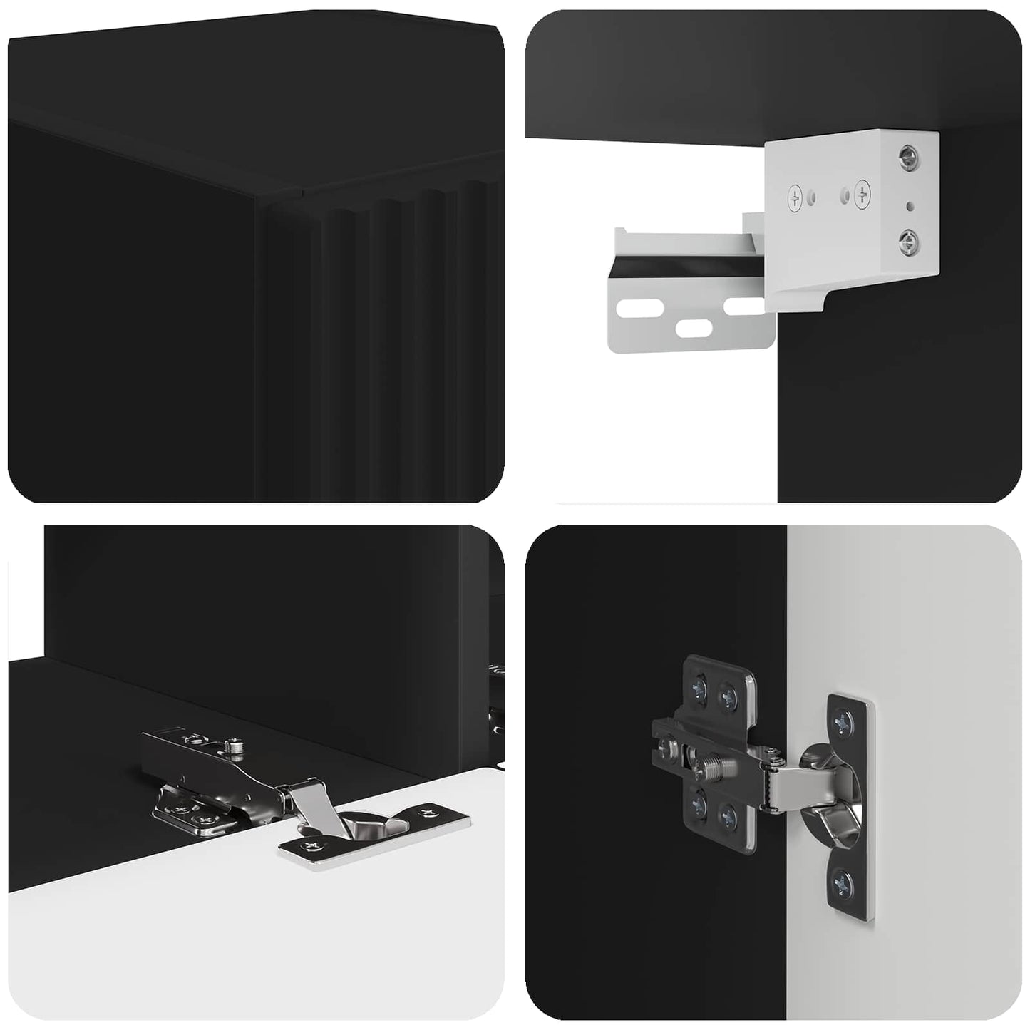 Set mobile TV Montaggio a parete 2 pcs Nero Legno multistrato