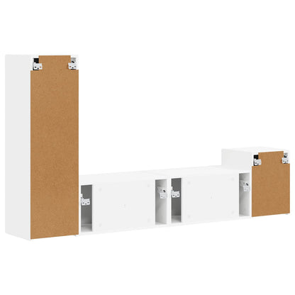 Set mobile TV Montaggio a parete 4 pcs Bianco Legno multistrato
