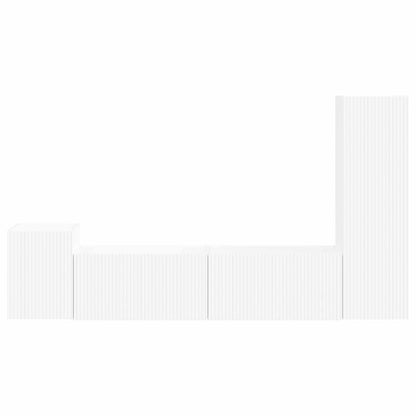 Set mobile TV Montaggio a parete 4 pcs Bianco Legno multistrato