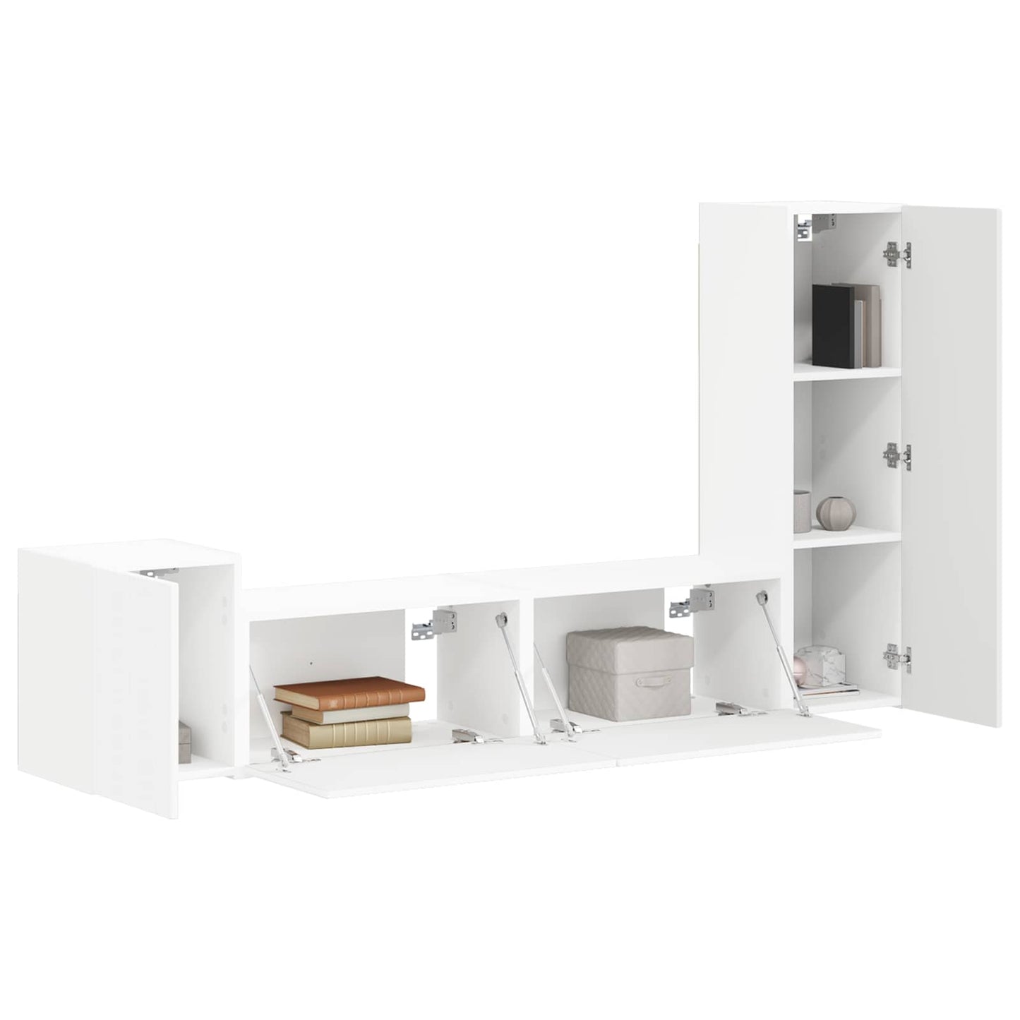 Set mobile TV Montaggio a parete 4 pcs Bianco Legno multistrato