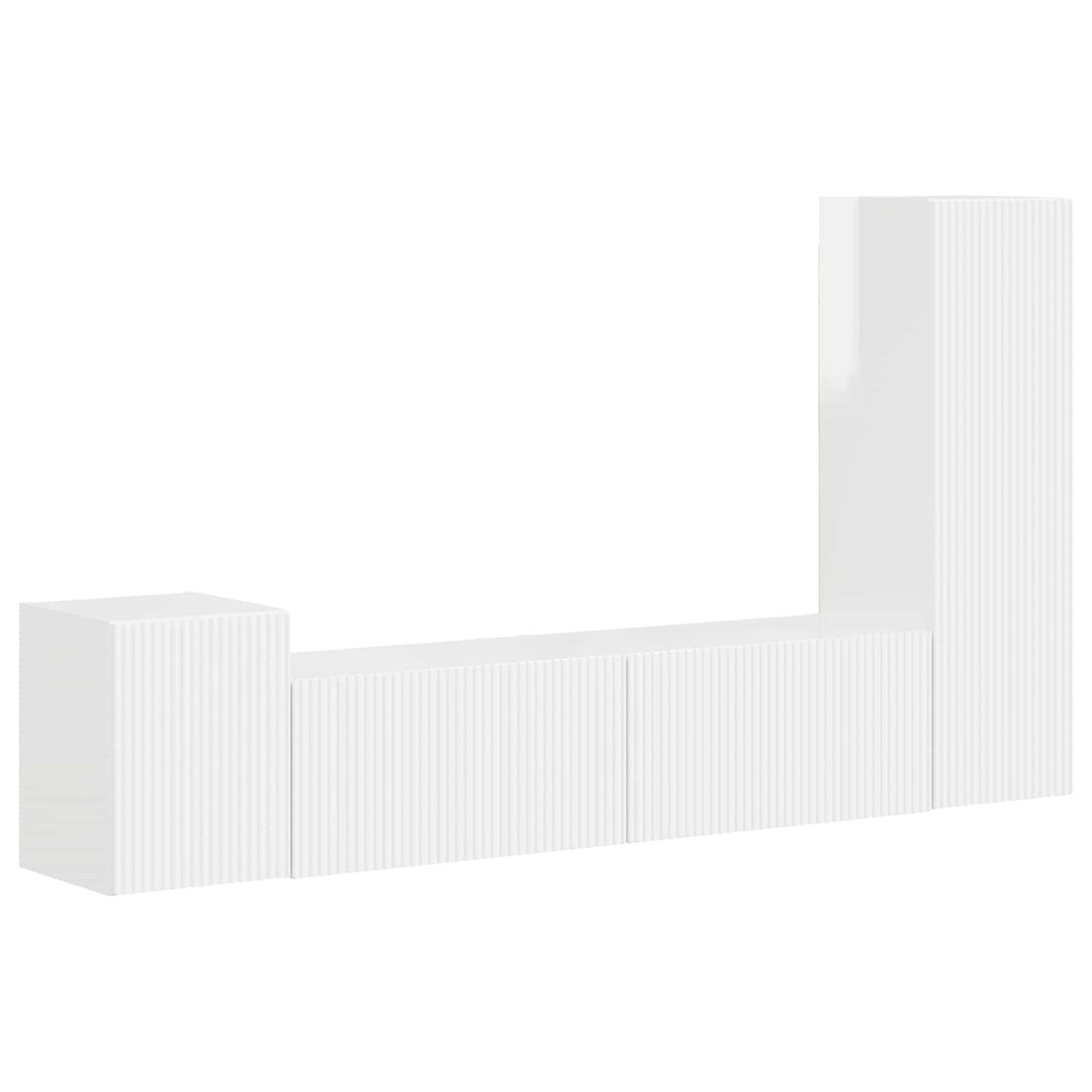 Set mobile TV 4 pcs Bianco Lucido Legno multistrato