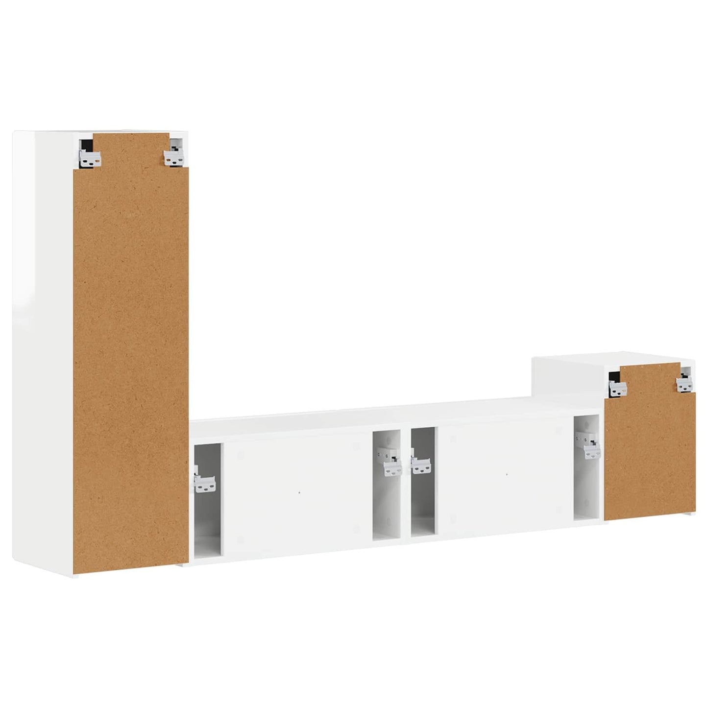 Set mobile TV 4 pcs Bianco Lucido Legno multistrato