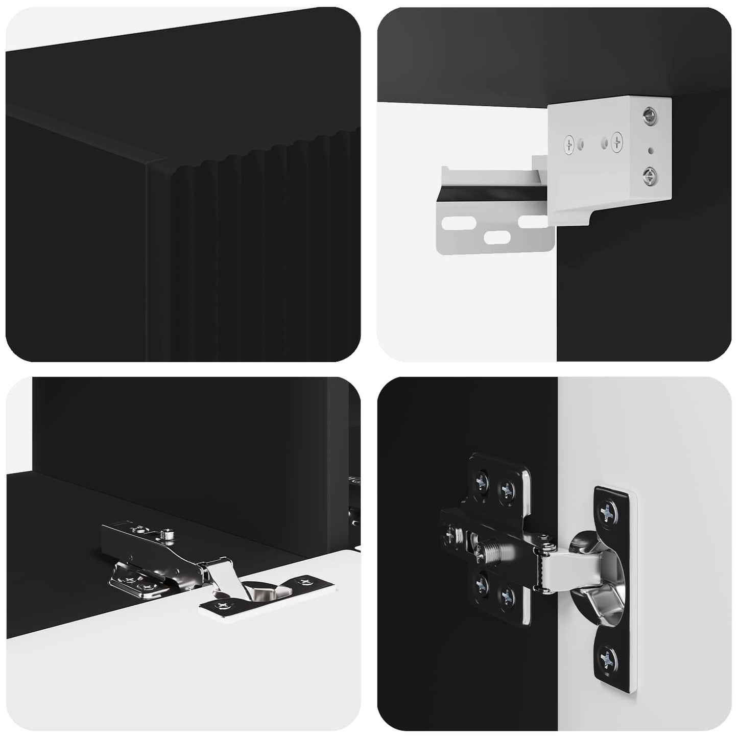 Set mobile TV Montaggio a parete 3 pcs Nero Legno multistrato