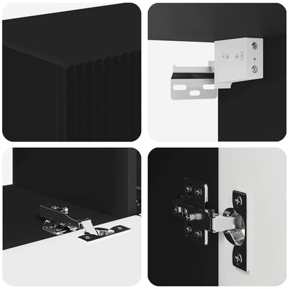 Set mobile TV Montaggio a parete 3 pcs Nero Legno multistrato