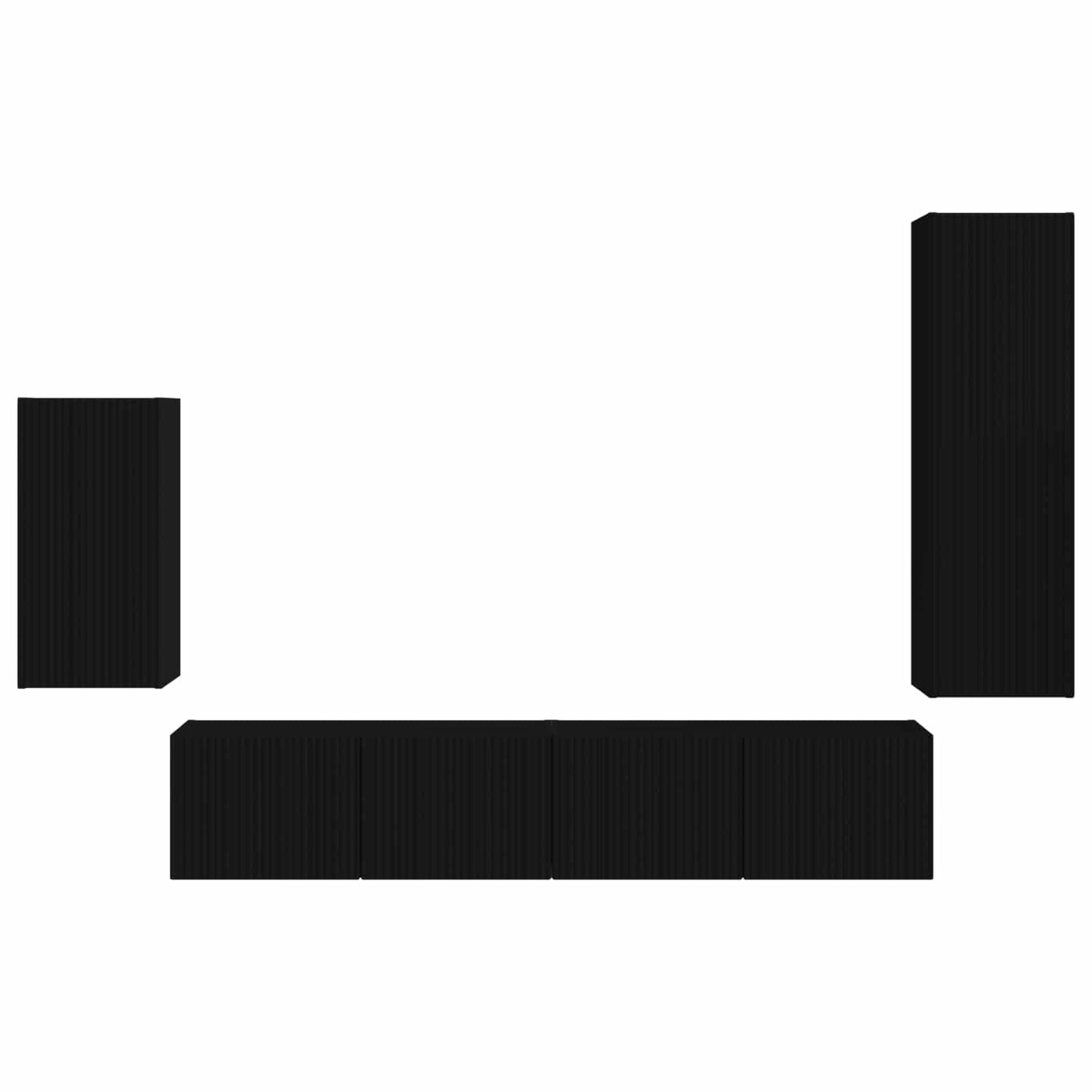 Set mobile TV Montaggio a parete 3 pcs Nero Legno multistrato