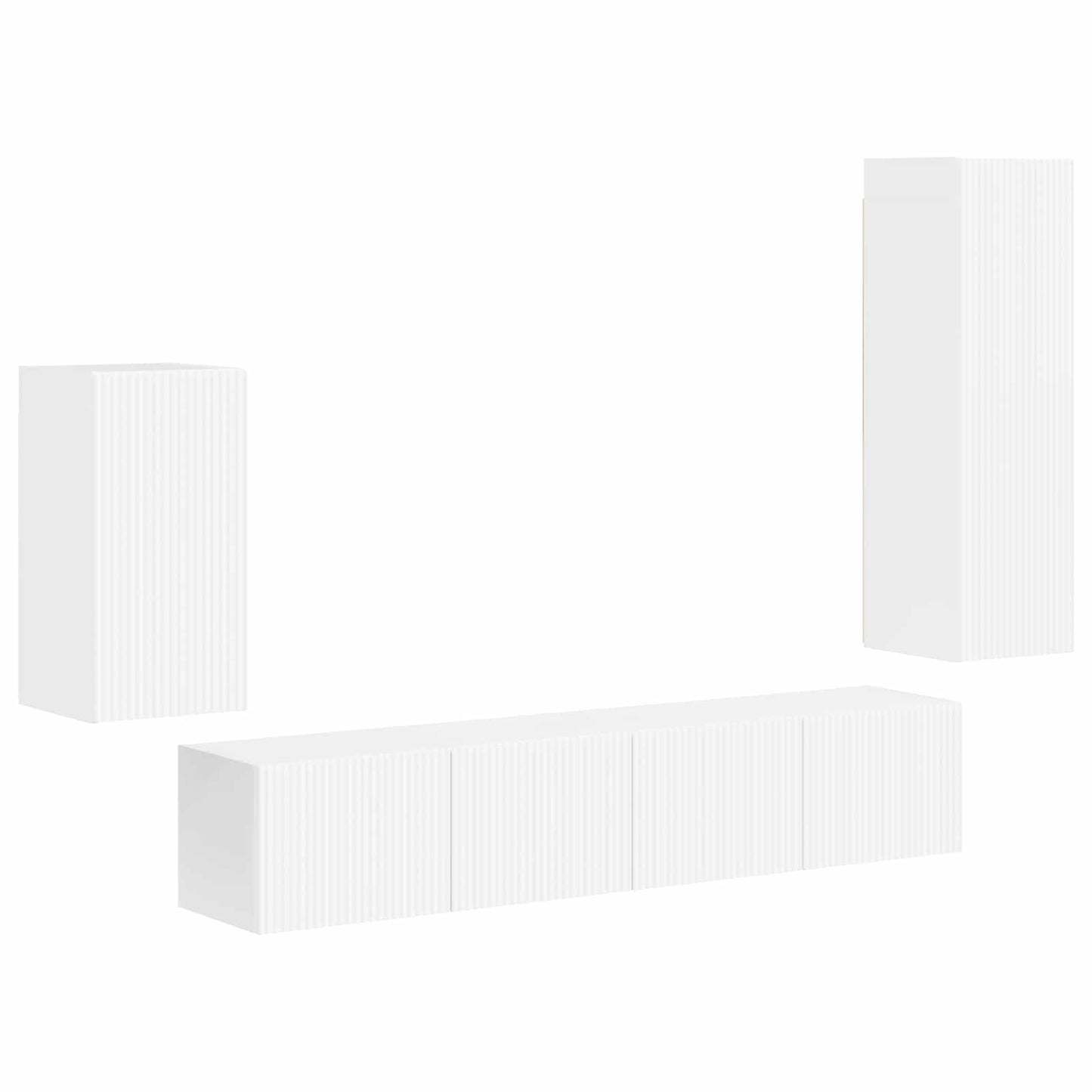 Set mobile TV 3 pcs Bianco Lucido Legno multistrato