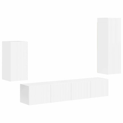 Set mobile TV 3 pcs Bianco Lucido Legno multistrato